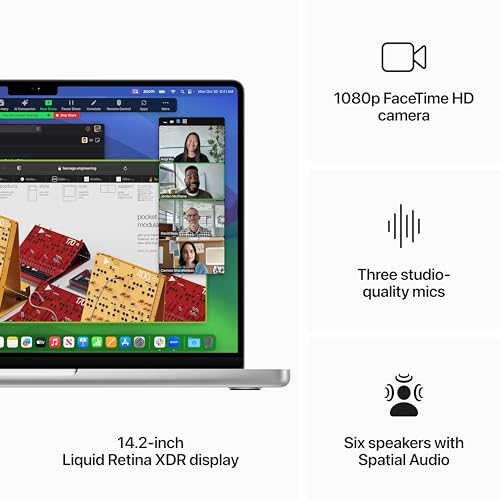 Apple 2023 MacBook Pro laptop M3 chip with 8‑core CPU, 10‑core GPU: 14.2-inch Liquid Retina XDR display, 8GB unified memory, 1TB SSD storage. Works with iPhone/iPad; Silver