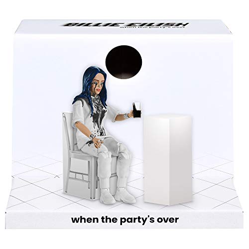 Bandai Billie Eilish 10.5" Collectible Figure Bad Guy Doll Toy with Music Video Inspired Clothes and Set Backdrop