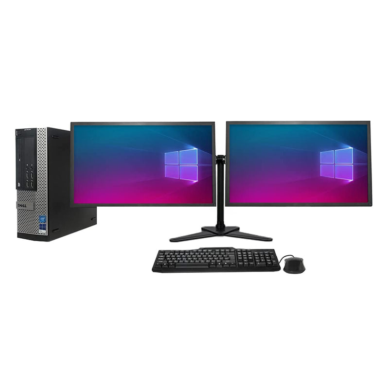 Complete set Dual 22 inch Monitors & Dell OptiPlex - Core i5-3470 - 8GB RAM - 250GB HDD - WiFi - Windows 10 64-Bit Desktop PC Computer (Renewed)