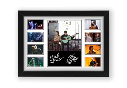 Oasis Signed Poster Print- Limited Edition Autograph Fan Gift – Collectible Memorabilia Merchandise, Signed by (Noel Gallagher, Liam Gallagher) (Framed A4 (30x21cm))