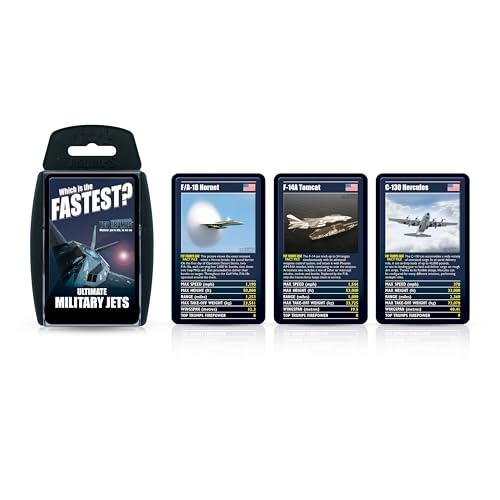 Top Trumps Ultimate Military Jets Classics Card Game, learn facts about the Dassault Rafale and the E-3 Sentry in this educational packed game, 2 plus players makes a great gift for ages 6 plus