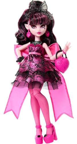 Monster High Draculaura Doll in Monster Ball Party Dress with Themed Accessories Like Chocolate Fountain,Black