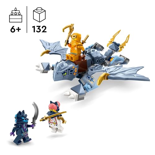 LEGO NINJAGO Young Dragon Riyu Toy, Dragons Rising Playset for 6 Plus Year Old Boys, Girls & Kids, Includes 3 Ninja Character Minifigures with Sword Accessories for Independent Play, Gift Idea 71810