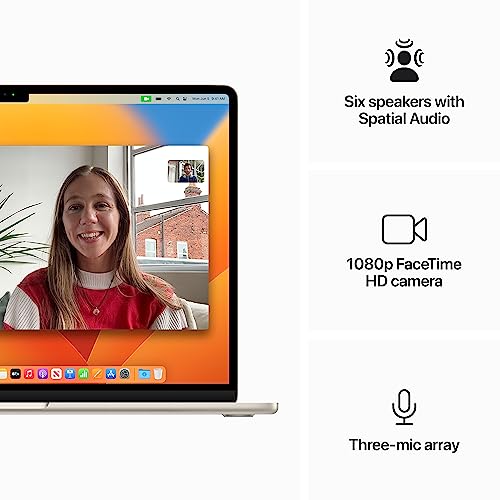 Apple 2023 MacBook Air laptop with M2 chip: 15.3-inch Liquid Retina display, 8GB RAM, 512GB SSD storage, backlit keyboard, 1080p FaceTime HD camera, Touch ID. Works with iPhone/iPad; Starlight