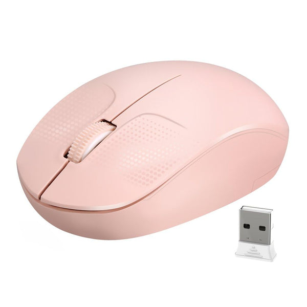 bestyks Wireless Mouse, 2.4G Computer Mouse with USB Receiver, Low Noise Ergonomic Design Cordless Mouse, Noiseless Portable Lightweight Mouse, Wireless Mouse for Laptop, PC and Tablet (Pink)