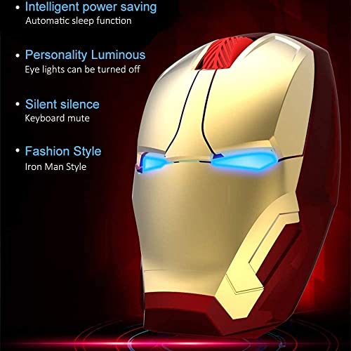 Ergonomic Wireless Mouse, Iron Man Mouse 2.4G Portable Mobile Computer Mouse with USB Nano Receiver for Notebook, PC, Laptop, Computer, MacBook, Responds up to 33 ft. (10m)