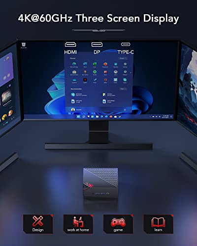 NiPoGi AMD Ryzen Mini PC, Ryzen 5 5500U Mini Computer 16GB DDR4 512GB SSD (6C/12T up to 4.0 GHz),Mini Desktop Computer 4K Triple Display With HDMI/DP/Type-C/WiFi/Dual Ethernet,Micro PC Office