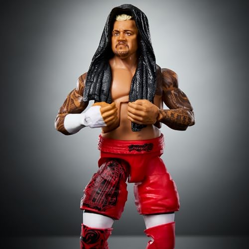 Mattel WWE Elite Action Figure & Accessories, 6-inch Collectible Solo Sikoa with 25 Articulation Points, Life-Like Look & Swappable Hands, HTX36