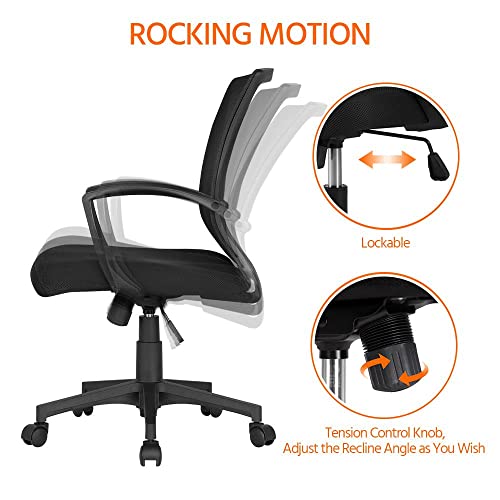 Yaheetech Adjustable Office Chair Ergonomic Mesh Swivel Computer Comfy Desk/Executive Work Chair with Arms and Height Adjustable for Students Study Black