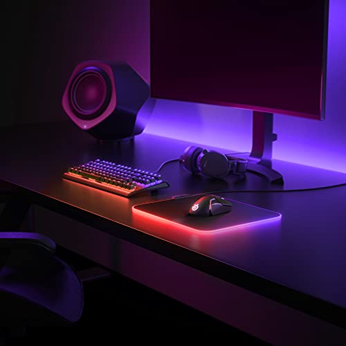 SteelSeries QcK Prism Cloth Gaming Mouse Pad - 2-zone RGB Illumination - Real-time Event Lighting - Optimized For Gaming Sensors - Size M (320 x 270 x 2mm) - Black + RGB