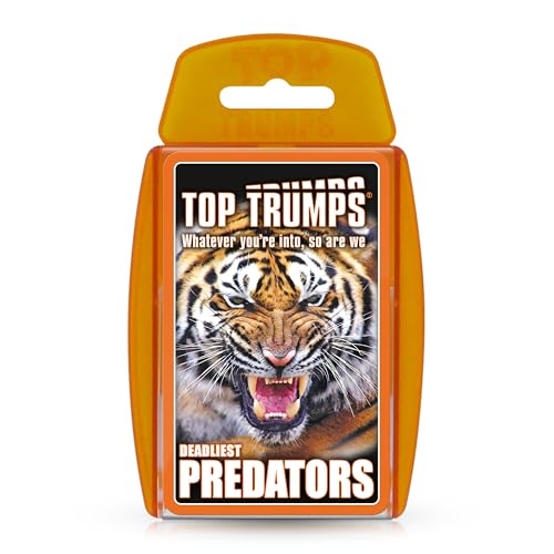 Top Trumps Deadliest Predators Classic Card Game, learn facts about the Great White Shark, Komodo Dragon and the King Cobra in this educational pack, gift and toy for boys and girls aged 4 plus