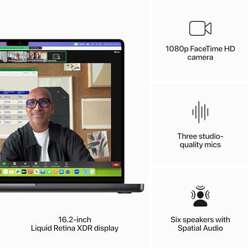 Apple 2023 MacBook Pro laptop M3 Pro chip with 12‑core CPU, 18‑core GPU: 16.2-inch Liquid Retina XDR display, 18GB unified memory, 512GB SSD storage. Works with iPhone/iPad; Space Black