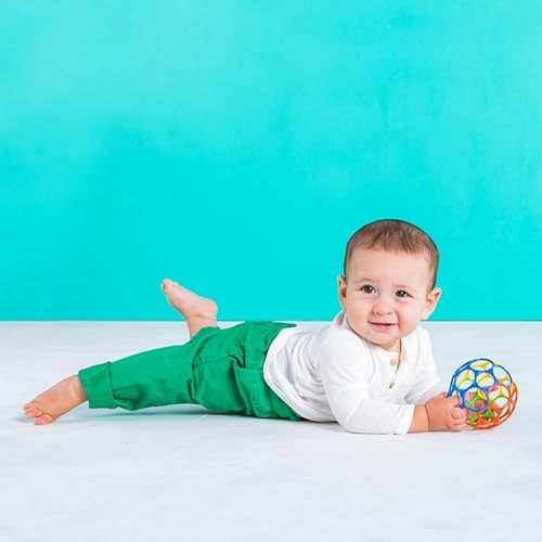 Bright Starts Oball Easy Grasp Classic Ball BPA-Free Infant Toy in Red, Yellow, Green, Blue, Age Newborn and up, 4 Inches