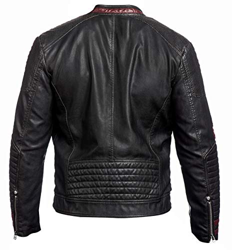 Fashion_First Men's Mass Effect Merchandise N7 Jacket Faux Leather Motorcycle Jacket Commander Street Fighter Jacket, Black, S