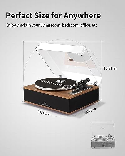 All-in-One Vinyl Record Player, Bluetooth Turntable with Built in Speakers Phono Preamp, High Fidelity Turntables for Vinyl Records with Magnetic Cartridge AT-3600L, Belt Drive 2-Speed