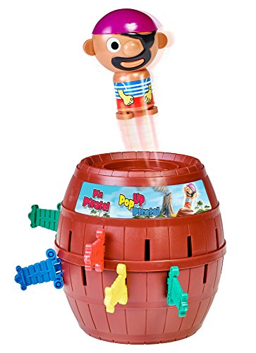 TOMY Pop Up Pirate Classic Children's Action Board Game, Family and Preschool Kids Game for Children 4, 5, 6, 7, 8 Year Old Boys Girls Adults,Packaging may vary, Wood - Choc Brown