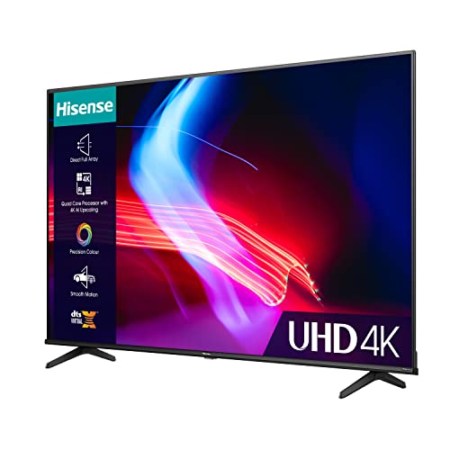 Hisense 43 Inch VIDAA Smart TV 43A6KTUK - Dolby Vision, Pixel Tuning, Voice Remote, Share to TV, and Youtube, Freeview Play, Netflix and Disney (2023 New Model), Black