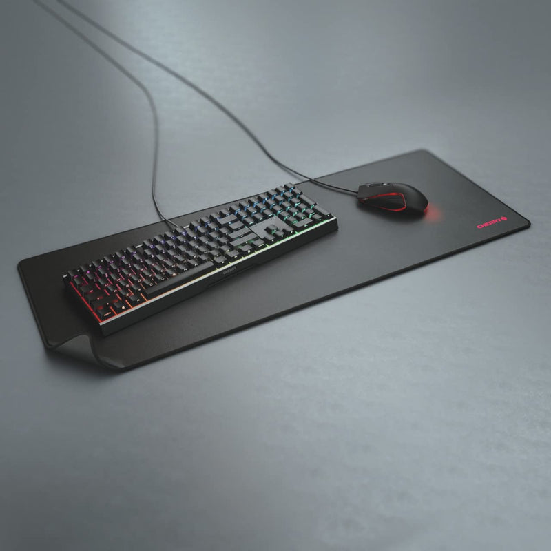 CHERRY MP 2000, PREMIUM MOUSEPAD XXL, 80 cm x 35 cm, Stitched Edges, Suitable for All Mouse Sensors, Non-Slip, Rollable, Black