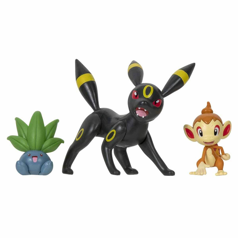 Pokémon BATTLE FIGURE 3 PACK - Features 2-Inch Chimchar, Oddish and 3-Inch Umbreon Battle Figures (PKW2682)