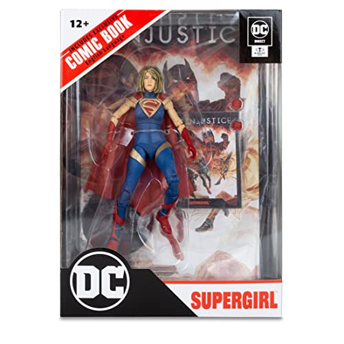 McFarlane Toys, DC Comic 7-inch Supergirl Action Figure with 22 Moving Parts, Collectible DC Injustice 2 Video Game Figure with Stand Base, Comic and Unique Collectible Character Card – Ages 12+