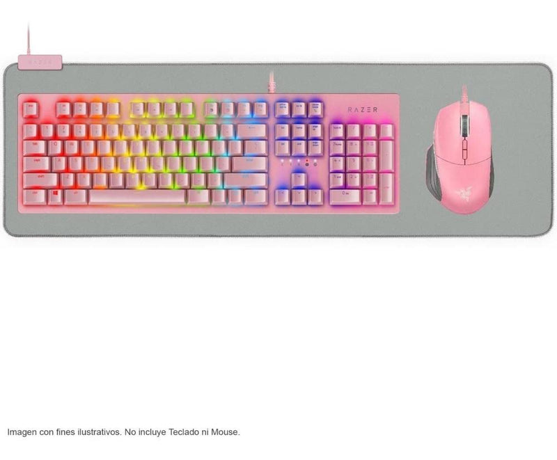 Razer Goliathus Extended Chroma - Soft Extended Gaming Mouse Mat with Razer Chroma RGB Lighting (Cable Holder, Fabric Surface, Quilted Edge, Optimized for all Mice) Quartz Pink