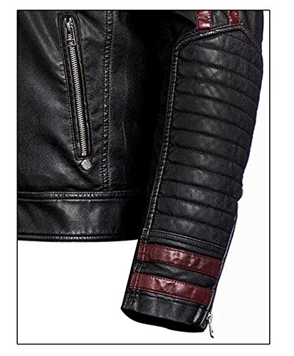 Fashion_First Men's Mass Effect Merchandise N7 Jacket Faux Leather Motorcycle Jacket Commander Street Fighter Jacket, Black, S