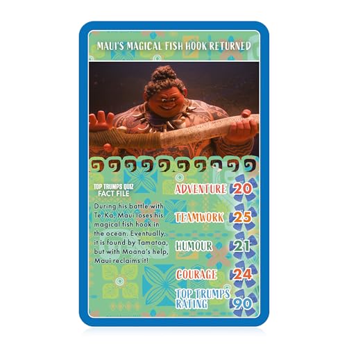 Top Trumps Disney's Moana Specials Card Game, play with 30 of your favourite moments with Maui, Hei Hei, Pua, Gramma Tala and Te Fiti, educational gift and toy for ages 8 plus