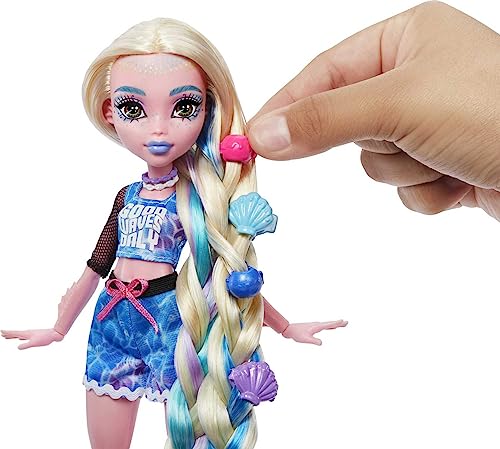 Monster High Doll, Lagoona Blue Spa Day Set with Wear and Share Accessories Like Hair Clips, Hair Chalk and Tattoos (HKY69)