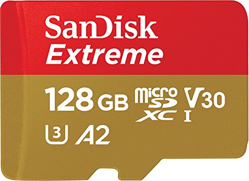 SanDisk 128GB Extreme microSDXC card for Action Cams and Drones + SD adapter + RescuePRO Deluxe, up to 190 MB/s, with A2 App Performance, UHS-I, Class 10, U3, V30