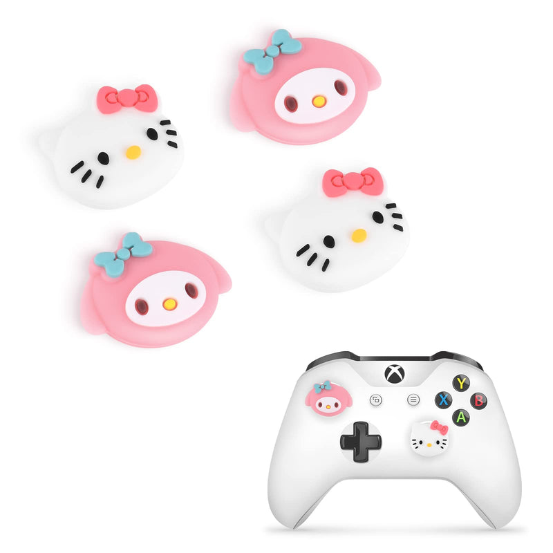 DLseego Cute Anime theme Thumbstick Caps Grip Accessory,Soft Silicone Thumbsticks Cover Set for PS5 PS4 Xbox 360 Xbox one Controller,Joystick Protection Attachments,4 PCS,Rabbit and Kitty cat