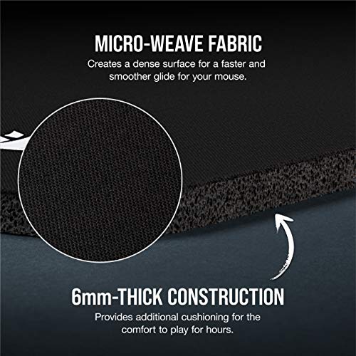 Corsair MM200 PRO Premium Spill-Proof, Stain-Resistant Cloth Gaming Mouse Pad (45 x 40 cm Surface, Micro-Weave Fabric, Extra-Thick 6 mm Plush Rubber, Anti-Skid Textured Rubber Base) Heavy XL, Black