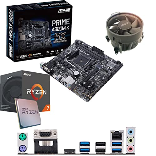 Components4All AMD Ryzen 7 1700 3.0Ghz (Turbo 3.7Ghz) Eight Core Sixteen Thread CPU, ASUS Prime A320M-K Motherboard Pre-Built Bundle NO RAM