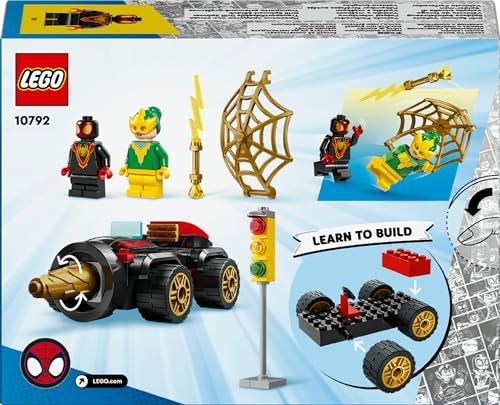 LEGO Marvel Spidey and his Amazing Friends Drill Spinner Vehicle, Spider-Man Car toy for 4 Plus Year Old Kids, Boys & Girls, with 2 Minifigures, Super Hero Fun from Disney+ TV Show, Gift Idea 10792