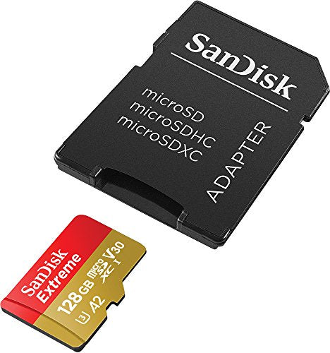 SanDisk 128GB Extreme microSDXC card for Action Cams and Drones + SD adapter + RescuePRO Deluxe, up to 190 MB/s, with A2 App Performance, UHS-I, Class 10, U3, V30