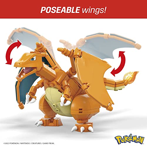 MEGA Pokémon Action Figure, Charizard Pokemon, Building Toys for Kids and Adults, Collectible Character Model with 222 Pieces and Poke Ball Pin, 10 cm Tall, Toy for Ages 8 and Up, GWY77