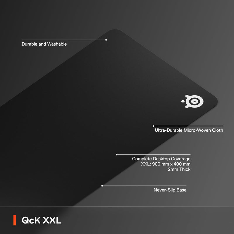 SteelSeries QcK Gaming Mouse Pad - XXL Cloth - Peak Tracking and Stability - Esports Mousepad - Never-Slip - Full Desk Coverage