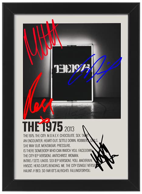 The 1975 Album Cover Signed Poster, Autographed Print Display, Fan Merchandise Gift, Collectable/Memoribilia Wall Art, For The 1975 Pop Rock Band Enthusiast (Framed, A3)