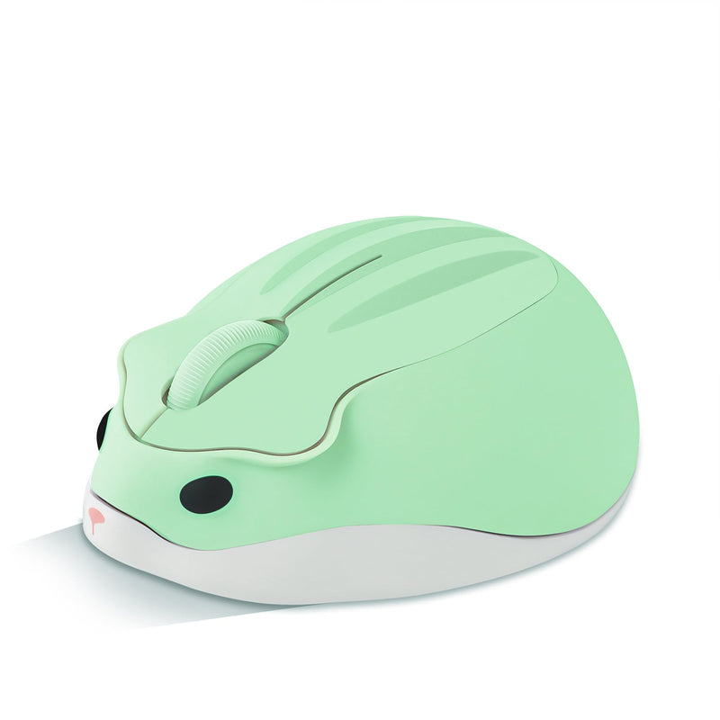 Wireless Mouse Cute Hamster Shape Optical Mouse Green Mouse,1200 DPI Noise Reduction Ultra Portable Travel Mouse,2.4 GHz with USB Unifying Receiver for PC Mac Laptop Computer Kids Girl School Gift