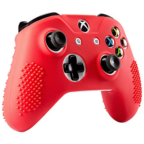 eXtremeRate Soft Anti-slip Red Silicone Controller Cover Skins Thumb Grips Caps Protective Case for Microsoft Xbox One S/Xbox One X