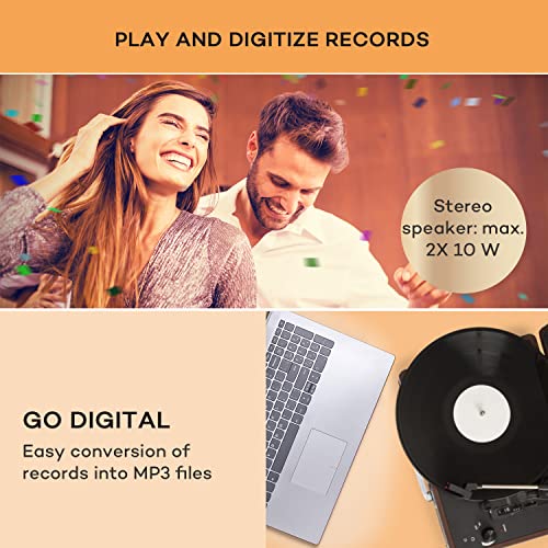 Auna Vinyl Record Player, Vinyl Records Turntable Record Players for Vinyl with Speakers, Home Audio Record Players, Portable Retro Vintage USB Turntable, AUX, Speakers Stereo Systems with Turntable