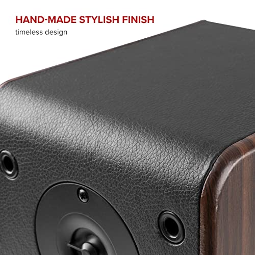 Audizio RP330 Bluetooth Vinyl Record Player Stereo Speaker System, 3-Speed Turntable, Dust Cover, Modern Dark Wooden Housing