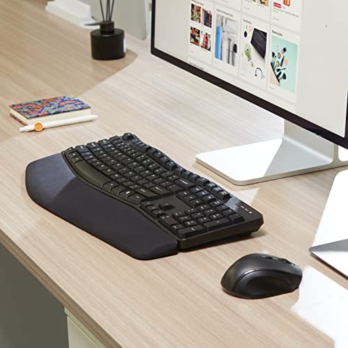 Amazon Basics Ergonomic Wireless Keyboard Mouse Combo UK layout, black