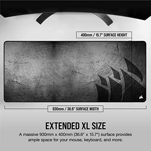 Corsair MM350 PRO Premium Spill-Proof, Stain-Resistant Cloth Gaming Mouse Pad (93 x 40 cm Surface, Micro-Weave Fabric, 4 mm Thick Plush Rubber, Durable Anti-Fray Edges) Extended XL, Black/Grey