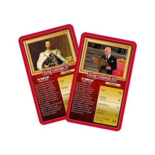 Top Trumps Kings and Queens Classics Card Game English Edition, discover facts on 30 of your favourite Kings and Queens including Queen Elizabeth II and Charles I, family game for 2+ players aged 8+