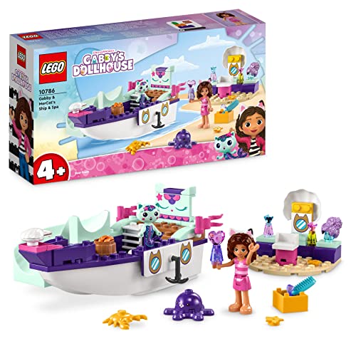 LEGO Gabby's Dollhouse Gabby & MerCat's Ship & Spa Boat Toy with Beauty Salon, Figures and Accessories, Playset for Girls, Boys, Kids 4 Plus Years Old 10786