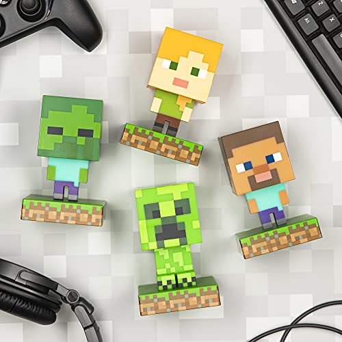 Paladone Minecraft Alex Icon Light BDP Mini Night Lamp Fun Pixelated Super Bright Collectable, Multi Coloured