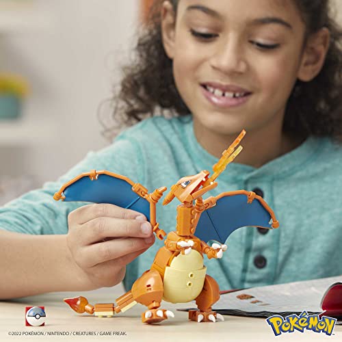 MEGA Pokémon Action Figure, Charizard Pokemon, Building Toys for Kids and Adults, Collectible Character Model with 222 Pieces and Poke Ball Pin, 10 cm Tall, Toy for Ages 8 and Up, GWY77