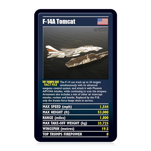 Top Trumps Ultimate Military Jets Classics Card Game, learn facts about the Dassault Rafale and the E-3 Sentry in this educational packed game, 2 plus players makes a great gift for ages 6 plus