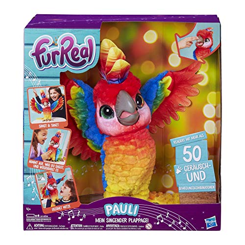 Hasbro FurReal Pauli - My Singing Plapprot, Interactive Plush Toy, Talking Parrot, Kids Toy, German Voice Action, Batteries Included, Ages 4+