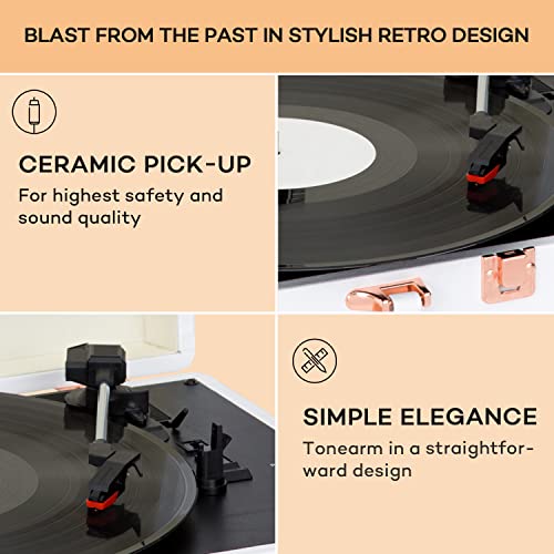 Auna Vinyl Record Player, Vinyl Records Turntable Record Players for Vinyl with Speakers, Home Audio Record Players, Portable Retro Vintage USB Turntable, AUX, Speakers Stereo Systems with Turntable